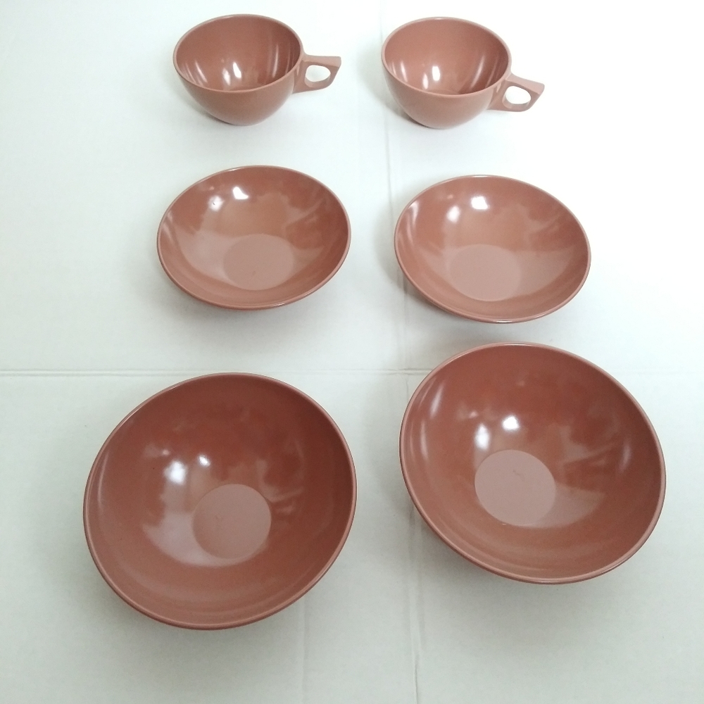 Melmac Chicago Vintage 6 Pcs Plastic Dishes Brown - Replacement Discontinued